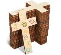 LIGIGWASH 36pcs Wooden Crosses Craft Work Smooth Surface Blank Wood Pieces for DIY Art Projects and Baptism Party Decor 11cmx7cm