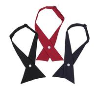 LIGIGWASH 3pcs Adjustable Criss-cross Bow Ties for Women - Pre-tied Polyester Neckwear in Wine Red, Dark Blue, and Black - Formal School Uniform and Party Accessory Set