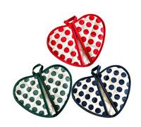 LIGIGWASH 3Pcs Heat Resistant Oven Mitts Set - Heart Shape Non-Slip Mini Baking Gloves in Red, Green, Blue - High Temperature Insulated Kitchen Gloves for Cooking, Bbq, Oven Use