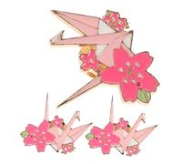 LIGIGWASH 3pcs Japanese Origami Crane Brooch Cute Cherry Blossom Pin Lightweight Cartoon Animal Badge for Jackets Scarves Backpacks Decorative Metal Brooches for Women