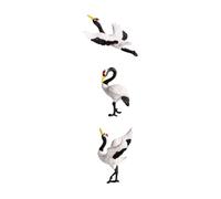 LIGIGWASH 3pcs Mini Red-crowned Crane Figurine Black Plastic Decor