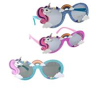 LIGIGWASH 3pcs Unicorn Party Glasses Fun Dress Up Eyewear for Adults for Birthday Celebrations Outdoor Activities Photo Props Pink Dark Blue Light Blue Random Color