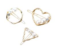 LIGIGWASH 3pcs Women’s Hair Clips Set Featuring Geometric Shapes Including Triangle, and Heart, Made of Alloy with Artificial Pearl Decoration, Hair Accessories for Daily Life