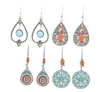 LIGIGWASH 4 Pairs Bohemian Turquoise Earrings Retro Dangle Ear Accessories Lightweight for Women and Stylish Ethnic Jewelry for Everyday and Special Occasions