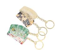 LIGIGWASH 4 Pcs Wide Tooth Combs Comb Keyring, Acetate Board, Portable Detangling Comb for Curly Hair, 5.3 Cm x 3.1 Cm, Key Attach for Backpack or Pocket