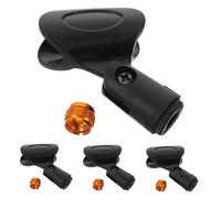 LIGIGWASH 4 Sets Microphone Clips for Stand with Screw Adapters Adjustable Angle Mic Clamps with Nonslip Grip Portable Holder for Studio Live Streaming and Interviews