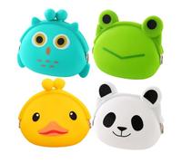LIGIGWASH 4PCS Cartoon Silicone Coin Bags for Compact Durable Small Purse Adorable Random Style Wallets Easy Open and Close for Storage