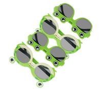 LIGIGWASH 4pcs Frog Party Sunglasses Novelty Plastic Glasses with Grey Lenses for Adults Tropical Luau Photo Booth Props Fun Birthday and Summer Gathering Accessory