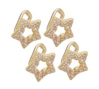 LIGIGWASH 4pcs Golden Star Rhinestone Tooth Grill Caps for Men Women Hollow Single Front Cap Mouth Grill Jewelry Shiny Hip Hop Party Costume Accessory Lightweight Rapper Teeth Charm