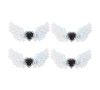LIGIGWASH 4Pcs Gothic Angel Wing Shoe Clips with Rhinestone Embellishments Removable Clip Decorative Jewelry for Womens Boots Silver Gothic Style Accessories for Wedding and Daily Wear