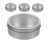 LIGIGWASH 4pcs Magnetic Spice Jars for Kitchen with Clear Lids Stainless Steel Round Containers Space Saving Magnetic Storage for Fridge Pantry Rv Versatile Item Organizer