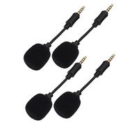 LIGIGWASH 4pcs Mini Noise Cancelling Microphones for Live Singing and Recording, Portable In-line PC and Mobile Mic with 4-conductor Plug, Black, Compact Set for Streaming and Ktv Use