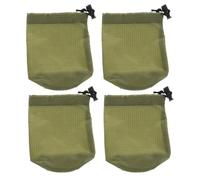 LIGIGWASH 4Pcs Nylon Drawstring Pouch Set for Raincoat Storage, Small Ripstop Nylon Cinch Sack for Camping Gear, Outdoor Travel Organizer Bag in Military Green