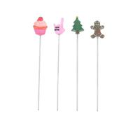 LIGIGWASH 4Pcs Stainless Steel Cake Tester Pins Baking Probe Set for Biscuit Cupcake Muffin Strawberry, Hand, Christmas Tree and Snowman Shapes, Baking Tool for Kitchen Use