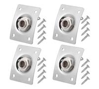 LIGIGWASH 4Pcs Stainless Steel Guitar Jack Socket Square Input Socket for Electric Guitar Durable Fittings Easy to Install Silver