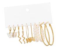 LIGIGWASH 5 Pairs Women Earrings Set Vintage Pearl Hoops Butterfly Snake Design Jewelry for Daily Wear and Party Accessories
