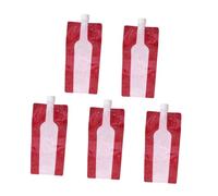 LIGIGWASH 5pcs Foldable Portable Wine Storage Pouches with Funnel and Seal Food-Grade Plastic Wine Containers for Travel Reusable Beverage Packaging Bags