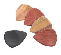 LIGIGWASH 5Pcs Wooden Guitar Thumb Picks Grooves Professional Wood Guitar Finger Picks Set and Ukulele Accessories