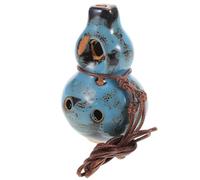 LIGIGWASH 6-hole Alto C Ceramic Ocarina Gourd, Blue Glazed Pottery Wind Instrument with Sheet Music, Suitable for Students and Sound Healing, Portable Folk Flute for Travel and Meditation