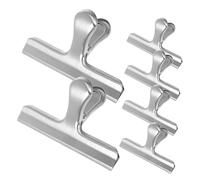 LIGIGWASH 6 Pcs Stainless Steel Bulldog Clips for Food Bags Heavy Duty Sealing Clips for Bread Chips Snacks Document Organization Multifunctional Airtight Bag Sealers for Kitchen and Office
