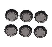 LIGIGWASH 6PCS Carbon Steel Pastry Mold Non-Stick Egg Tart Baking Tool Muffin Mold Fluted Cake Tins Easy Release Oven Safe Kitchen Bakeware