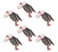 LIGIGWASH 6pcs Graduation Season Enamel Brooches Set School Pin Badges with Graduation Cap and Button Designs Memorial Lapel Pins and Student Accessories