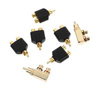 LIGIGWASH 7pcs Right Angle Splitter Adapter Set Male to Dual Female Phono Connector Audio Plug for Devices Gold Plated Shell Space Saving Design for Home and Office