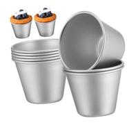 LIGIGWASH 8 Pcs Aluminum Alloy Muffin Cups Baking Molds Pudding Cups Cake Molds for Baking Cupcakes Muffins and Desserts Easy to Clean Reusable