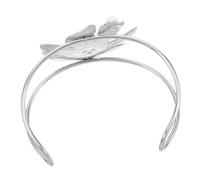 LIGIGWASH Adjustable Floral Cuff Bangle Bracelet for Women Silver Vintage Double-layer Open Metal Wrist Wrap Chunky Decorative Flower Cuff Jewelry for Birthday and Daily Wear