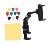 LIGIGWASH Adjustable Guitar Headstock Phone Holder for Musicians Multipurpose Non-slip Mobile Stand for Watching Music Scores Lyrics and Instructional Videos During Performance Black-grey