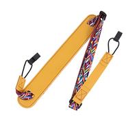 LIGIGWASH Adjustable Ukulele Strap No Drill Double J Hook PU Leather Shoulder Belt for Adults Chic Yellow Ethnic Style Fits Ukulele Types Musicians Birthday Festival