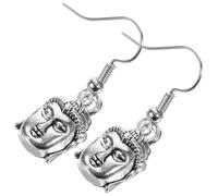 LIGIGWASH Ancient Art Buddha Drop Earrings for Women Lightweight Zinc Alloy Dangly Ear Decoration with Intricate Carved Design Durable and Symbolic Jewelry for Festivals and Ceremonies
