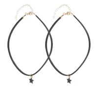 LIGIGWASH Black Leather Choker Necklace 2PCS Set with Star Pendant, Adjustable Harajuku Punk Goth Collar for Women, Japanese Style Cowgirl Accessories