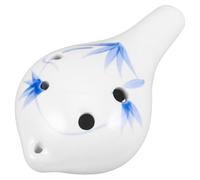 LIGIGWASH Ceramic 6-hole Ocarina Flute Alto C Key Wind Instrument for Beginners and Adults, Blue Bamboo Design Musical Flute for Indoor and Outdoor Use