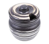 LIGIGWASH Ceramic Condiment Pot Black Small Mustard Holder Smooth Surface Easy Clean Storage Jar for Mustard Salt Sugar Pepper Kitchen Use