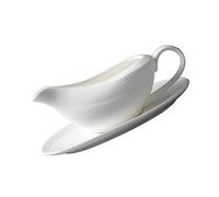 LIGIGWASH Ceramic Sauce Boat with Handle Reusable Food Sauce Dispenser for Home Restaurant White Porcelain Gravy Pouring Dish BBQ Picnic and Catering Use
