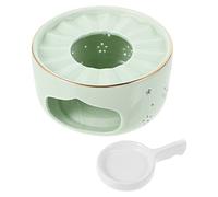 LIGIGWASH Ceramic Tea Warmer with Candle Stand Lightweight Portable Teapot Heater Base in Light Green Non Slip Stable Tea Stove for Home and Restaurant Use Smooth Surface Safe for Hands
