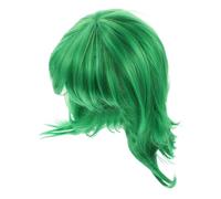 LIGIGWASH Charming Green Short Bob Wig with Scarf for Vibrant Cosplay Hairpiece for Role Play Costume Parties Halloween Birthday Events Detailed Craftsmanship Fun Accessory