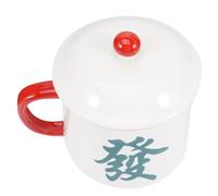 LIGIGWASH Chinese Style Ceramic Coffee Mug Mahjong Design 350Ml Porcelain Latte Cup for Office and Home