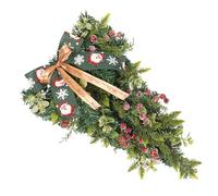 LIGIGWASH Christmas Eucalyptus Leaf Upside Down Hanging Door Swag Ribbon Bowknot and Red Berries, Artificial Holiday Teardrop Wreath for Xmas Door and Wall Decorations