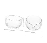LIGIGWASH Clear Japanese Matcha Bowl with Spout Glass Tea Fair Cup Lightweight for Daily Use Elegant Textured Chawan for Matcha Whisking and Tea Ceremony Portable Ceramic Accessory for Home