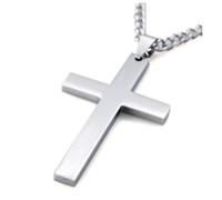 LIGIGWASH Cross Pendant Necklace Simple Titanium Steel Silver Chain for Men and Women Cross Decor Design for Friends and Loved Ones