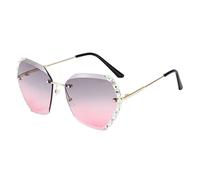 LIGIGWASH Crystal Rhinestone Frameless Sunglasses for Women Lightweight Party Eyewear Accessories in Golden Pink Grey High Fashion Festival Glasses with Protective Design
