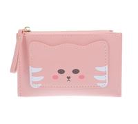LIGIGWASH Cute Cartoon Cat Pattern Small Wallet Purse in Pink Pu Leather Lightweight Card Holder for Women with Plenty of Room for Cards, Coin, and Cash, for Many Occasions and Outdoor Use