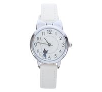 LIGIGWASH Cute Girls Quartz Watch with Cat Shape, White Pu Strap, Easy-to-Read Dial, for School and Outdoor Adventures, Stylish and Playful Kids Wristwatch
