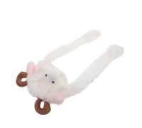 LIGIGWASH Cute Plush Winter Hat with Moving Sheep Ears, White Kawaii Earflap Beanie for Women, Warm Soft Cosplay Cap for Photo Props and Holiday Dress Up