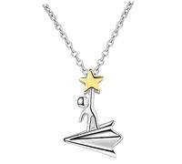 LIGIGWASH Dainty Paper Airplane Pendant Necklace for Women Unique Clavicle Chain with Star Design for Birthdays and Special Occasions Elegant Accessory to Elevate Your Style