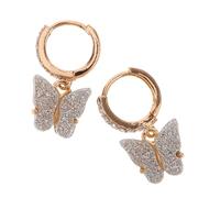 LIGIGWASH Delicate Butterfly Dangle Earrings for Women Lightweight Resin Hoop Jewelry with Glitter White Gold Finish Versatile Charm for Everyday Wear and Special Occasions Gift-ready