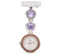 LIGIGWASH Delicate Purple Crystal Nurse Fob Watch Chest Pocket Watch for Nurses Doctors Students Accurate Timekeeping Medical