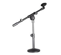 LIGIGWASH Desktop Microphone Stand with Metal Round Base Stable Adjustable Mic Mount for Conference Speech Recording Quiet Tight Hold Compact Lightweight Design for Home and Stage Use